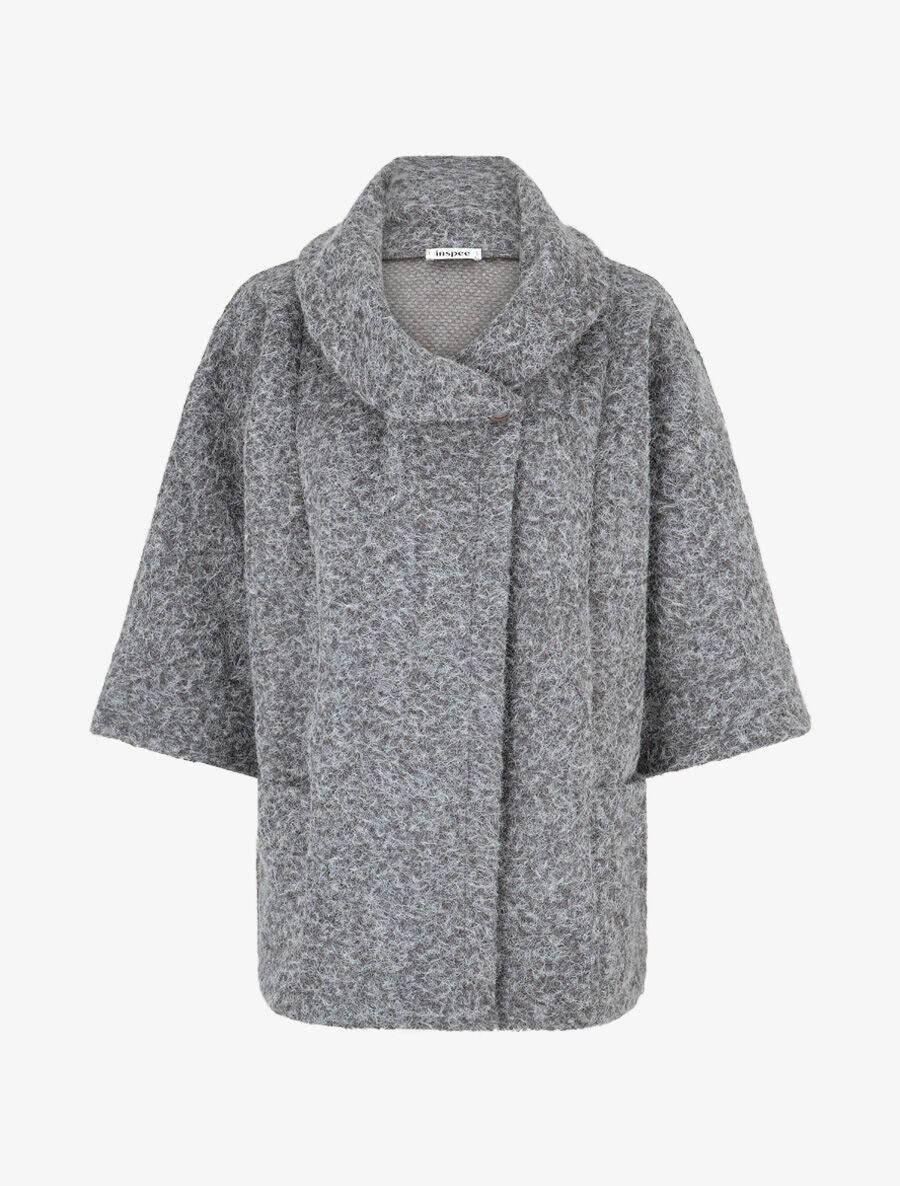 Manteau mi-long duveteux - Gris - 4