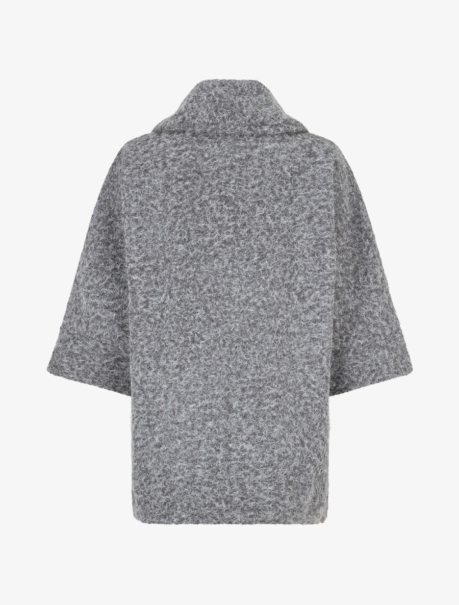Manteau mi-long duveteux - Gris - 2