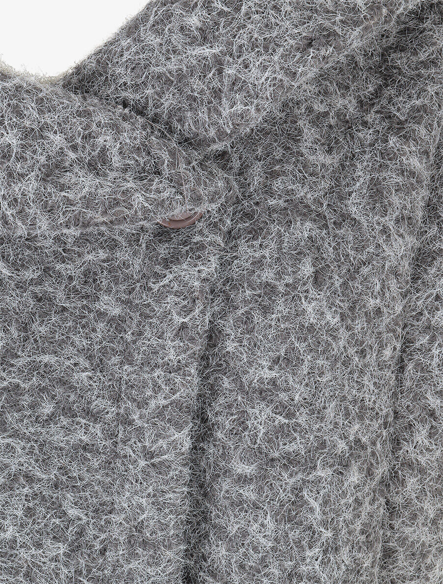 Manteau mi-long duveteux - Gris - 3