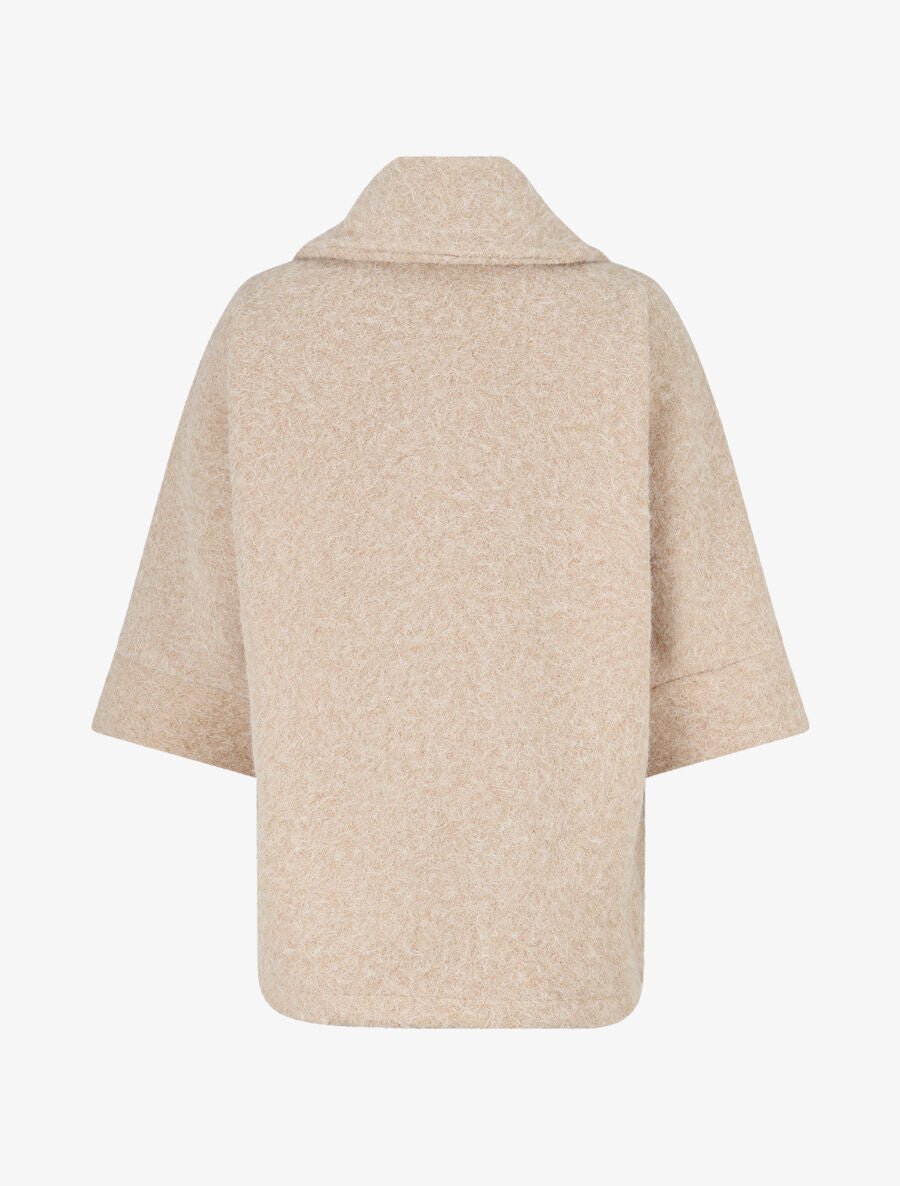 Manteau mi-long duveteux - Beige - 2