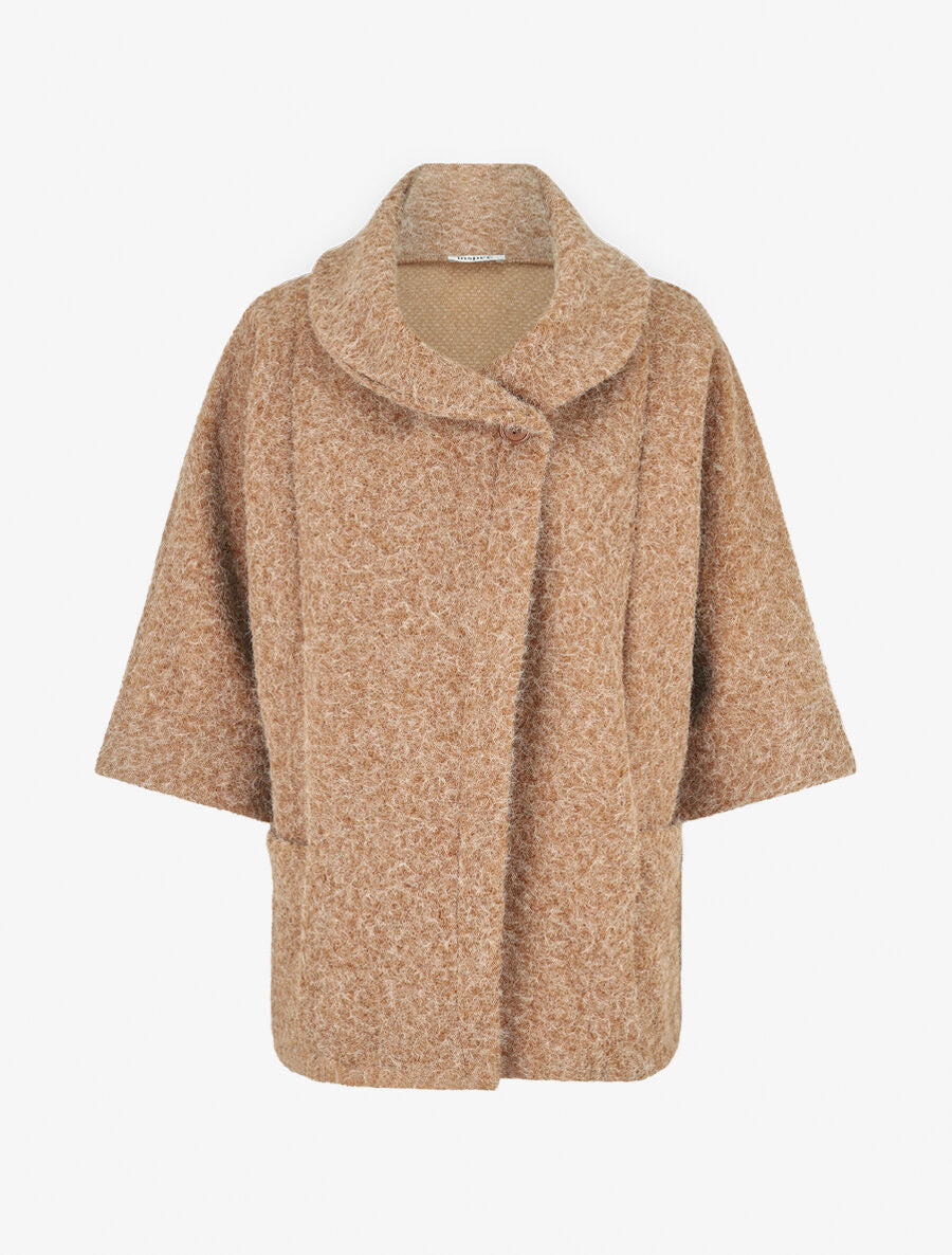 Manteau mi-long duveteux - Camel - 4