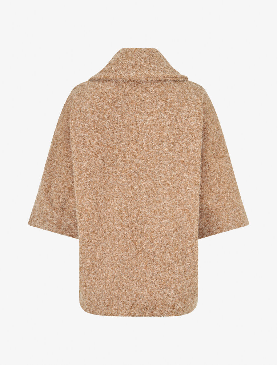 Manteau mi-long duveteux - Camel - 2