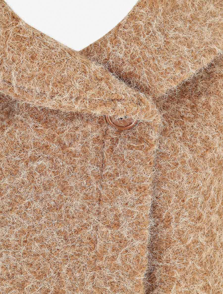 Manteau mi-long duveteux - Camel - 3