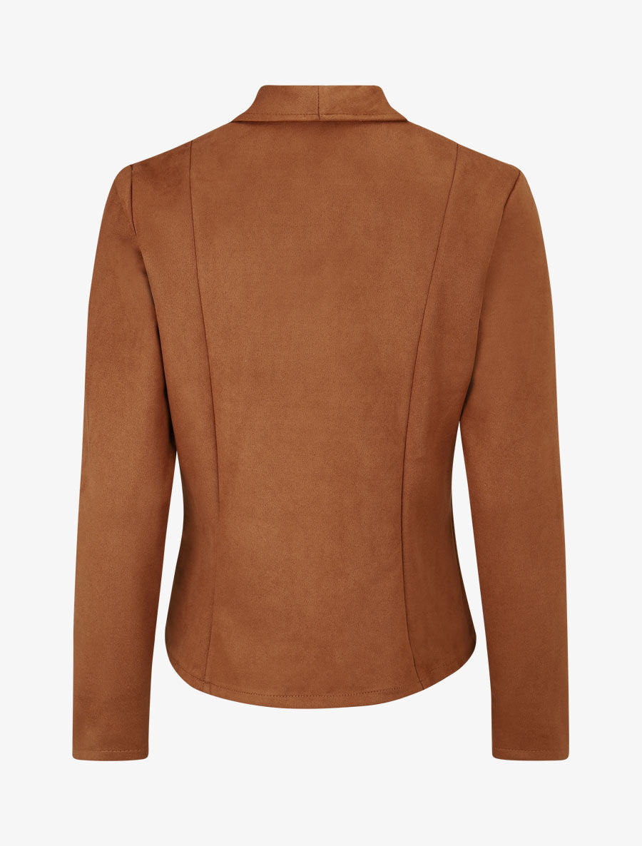 Veste en suédine col tailleur - Camel - 2