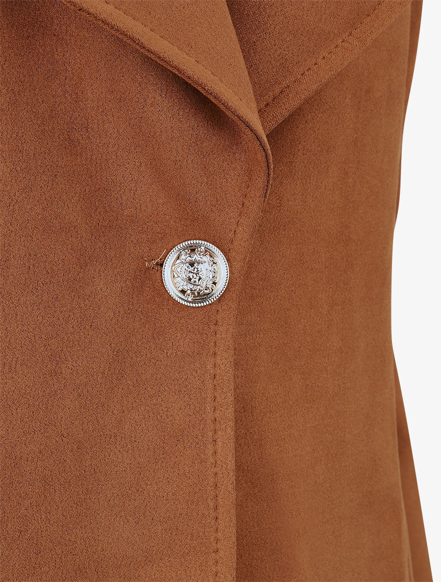 Veste en suédine col tailleur - Camel - 3