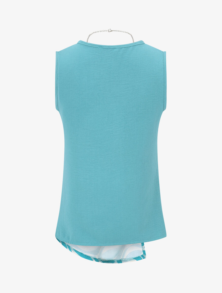 Top sans manches asymétriques imprimé graphique - Turquoise - 2