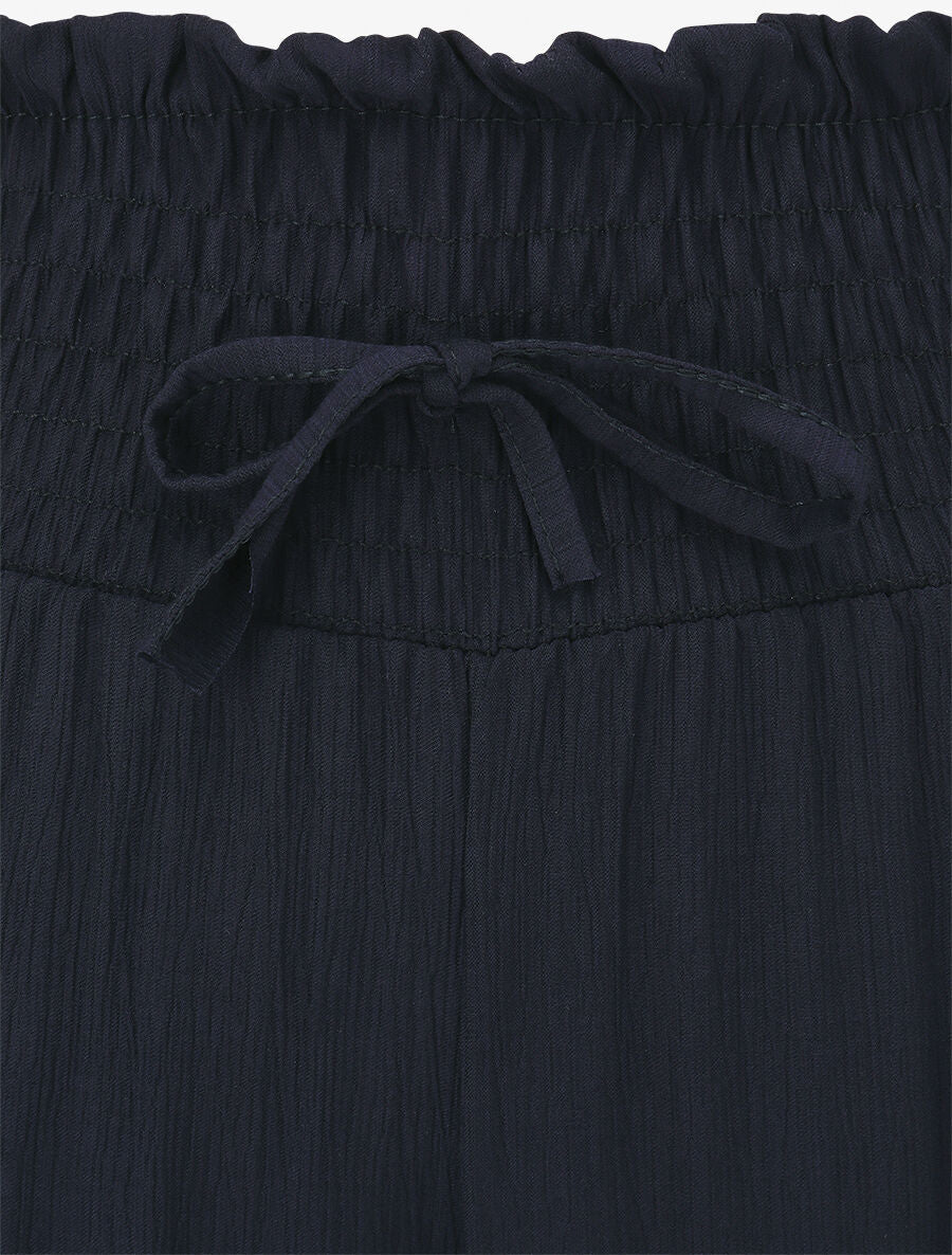 Pantalon fluide et texturé à taille haute - Marine - 3