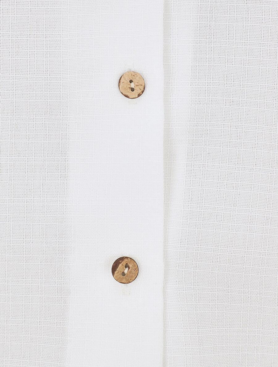 Top uni sans manches boutonné - Blanc - 3