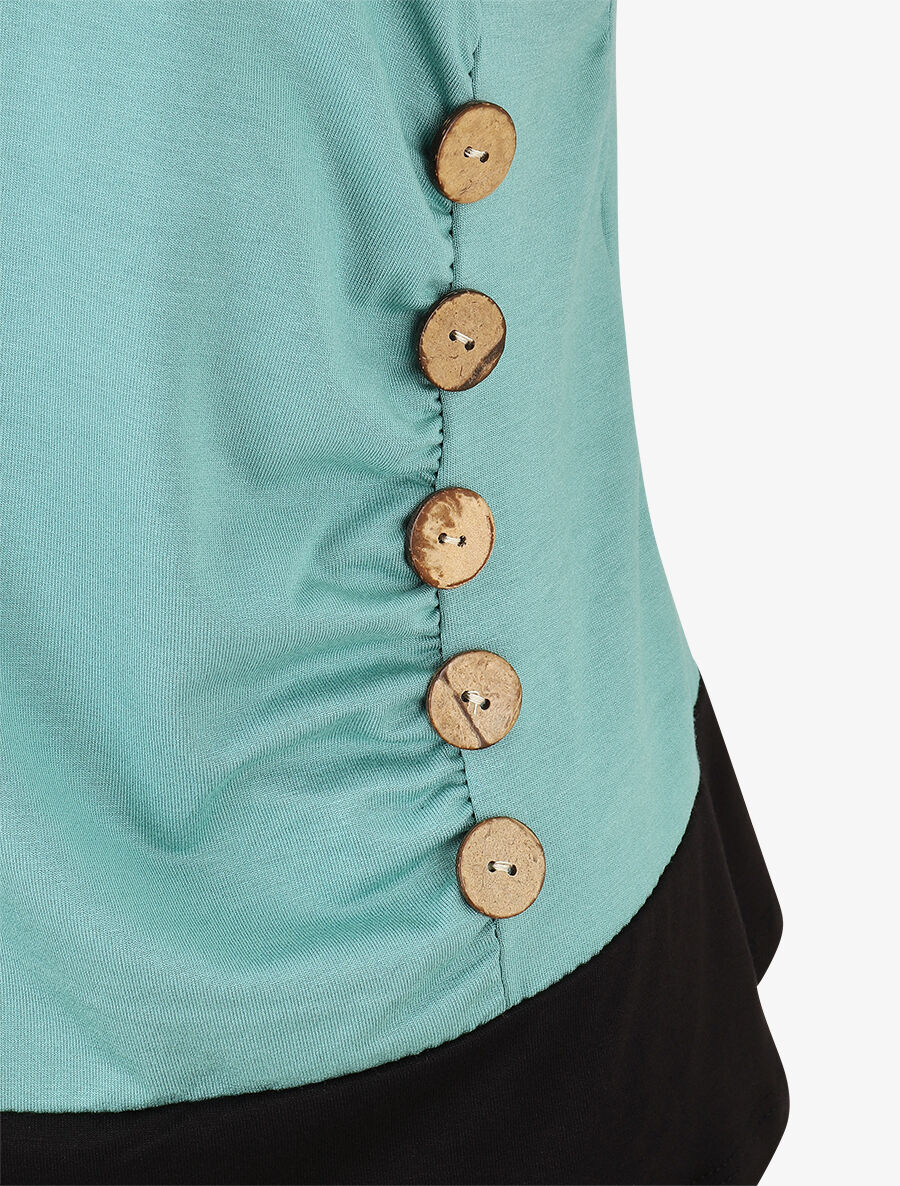 Top effet superposé à boutons - Vert d&