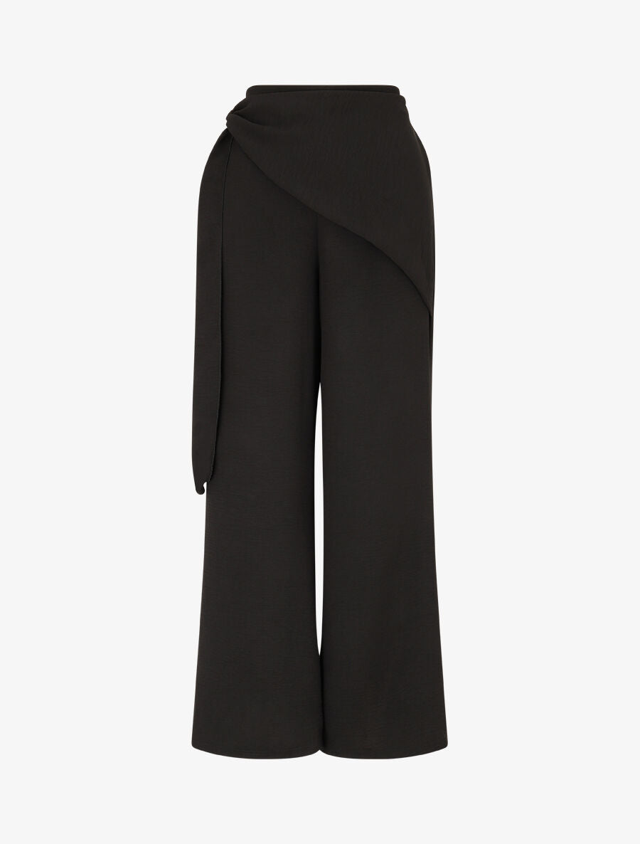 Pantalon droit à pan drapé - Noir - 4