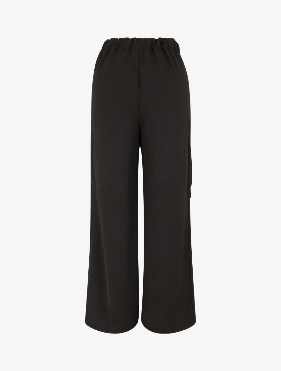 Pantalon droit à pan drapé - Noir - 2