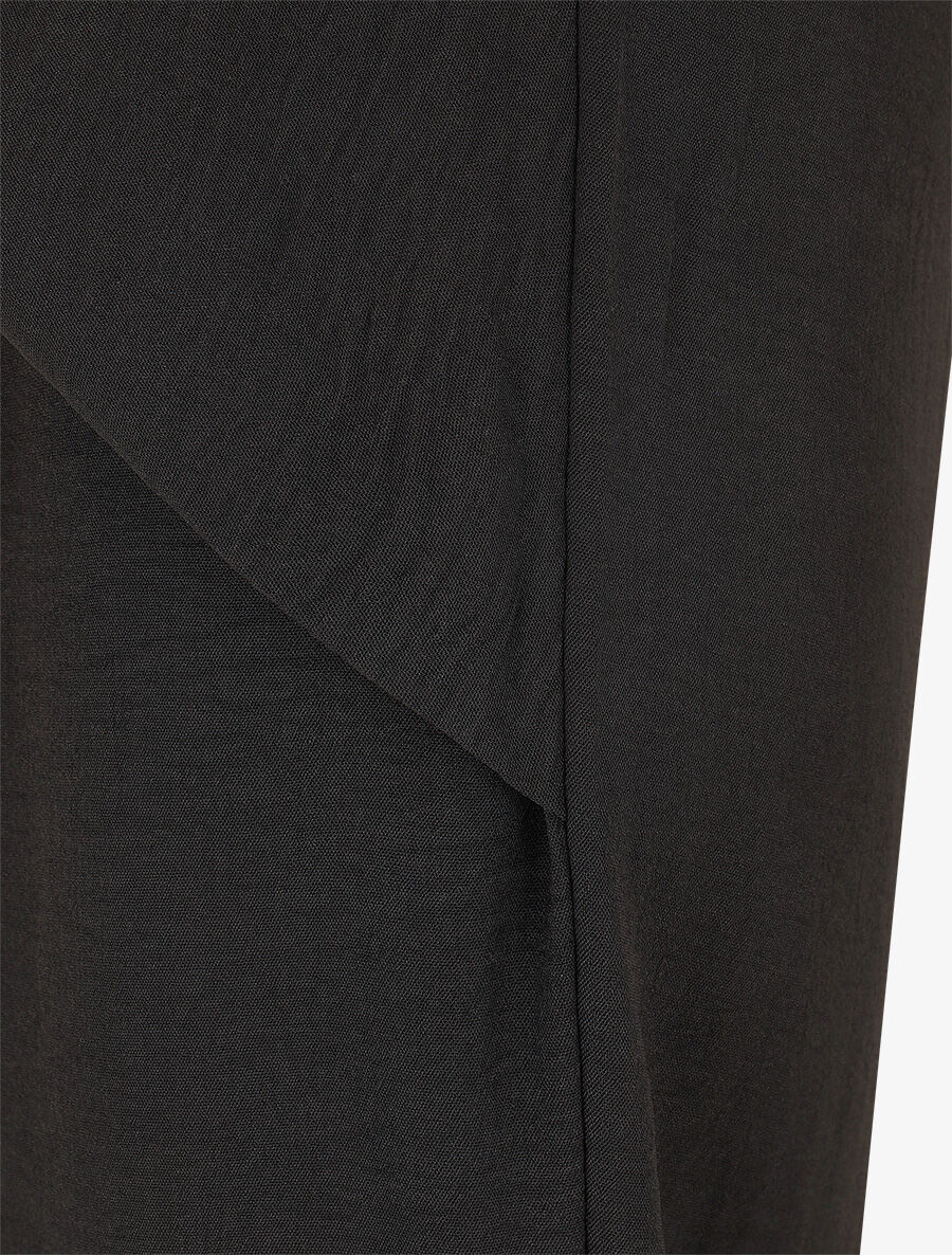 Pantalon droit à pan drapé - Noir - 3