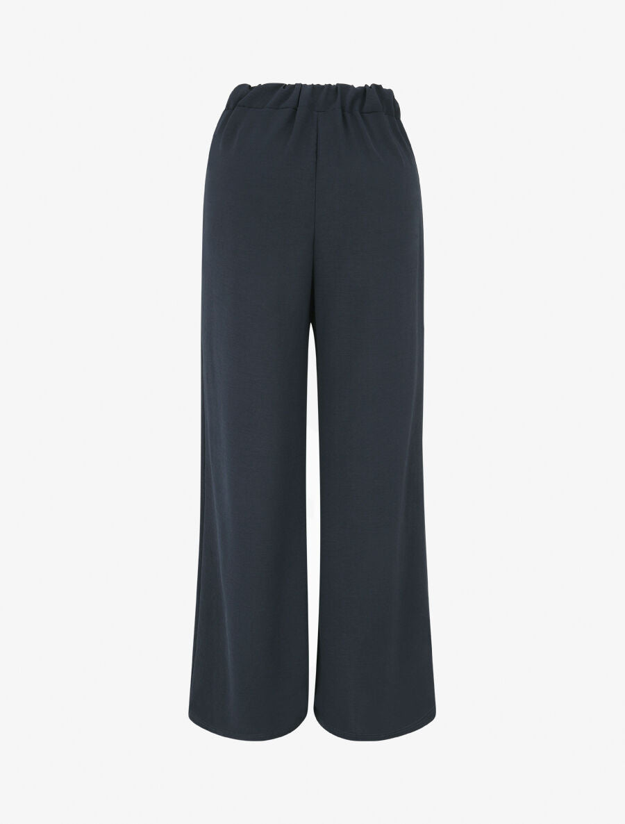 Pantalon droit à pan drapé - Marine - 2