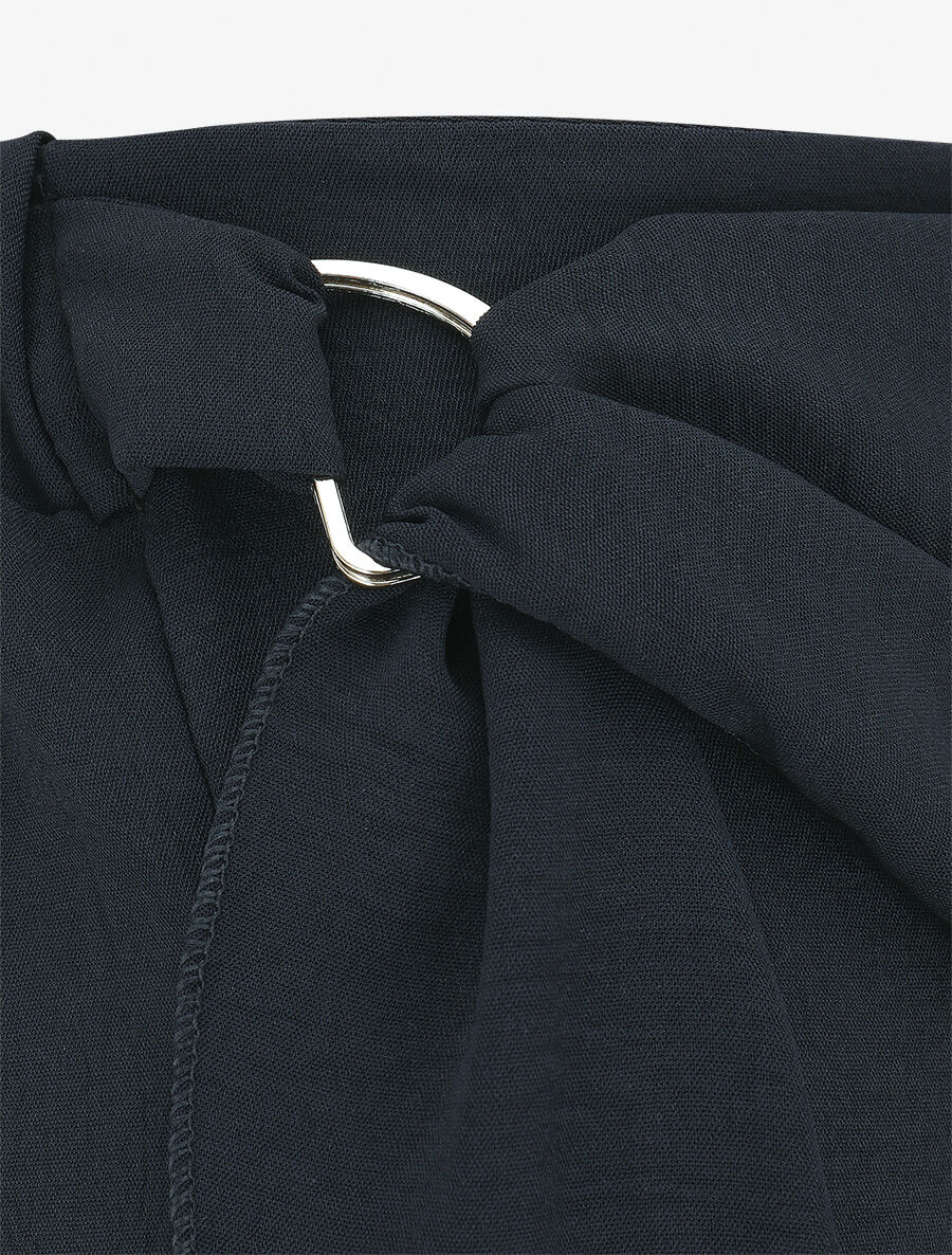 Pantalon droit à pan drapé - Marine - 3
