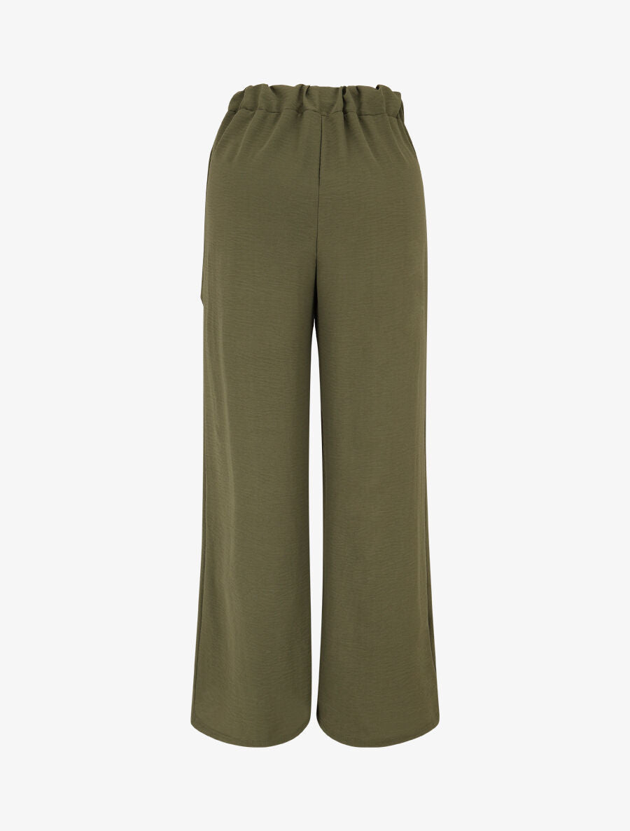 Pantalon droit à pan drapé - Kaki - 2