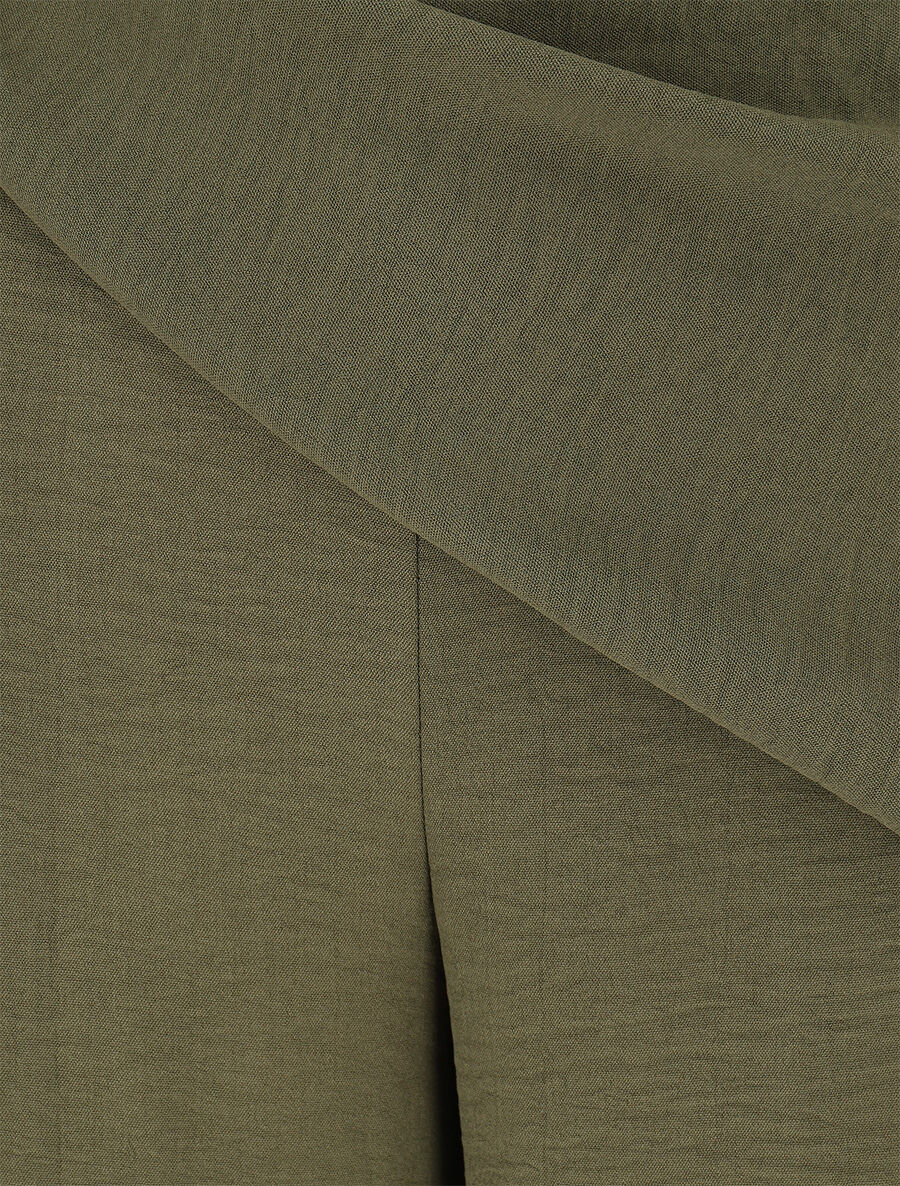 Pantalon droit à pan drapé - Kaki - 3