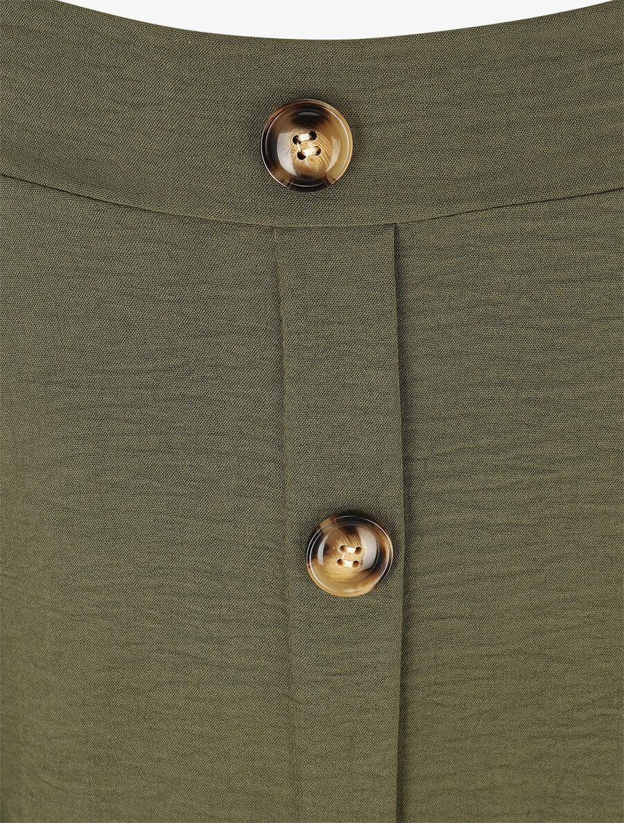 Jupe longue taille haute à boutons - Kaki - 3