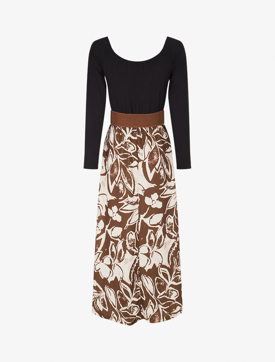 Robe évasée à jupe imprimé fleurs - Marron - 2
