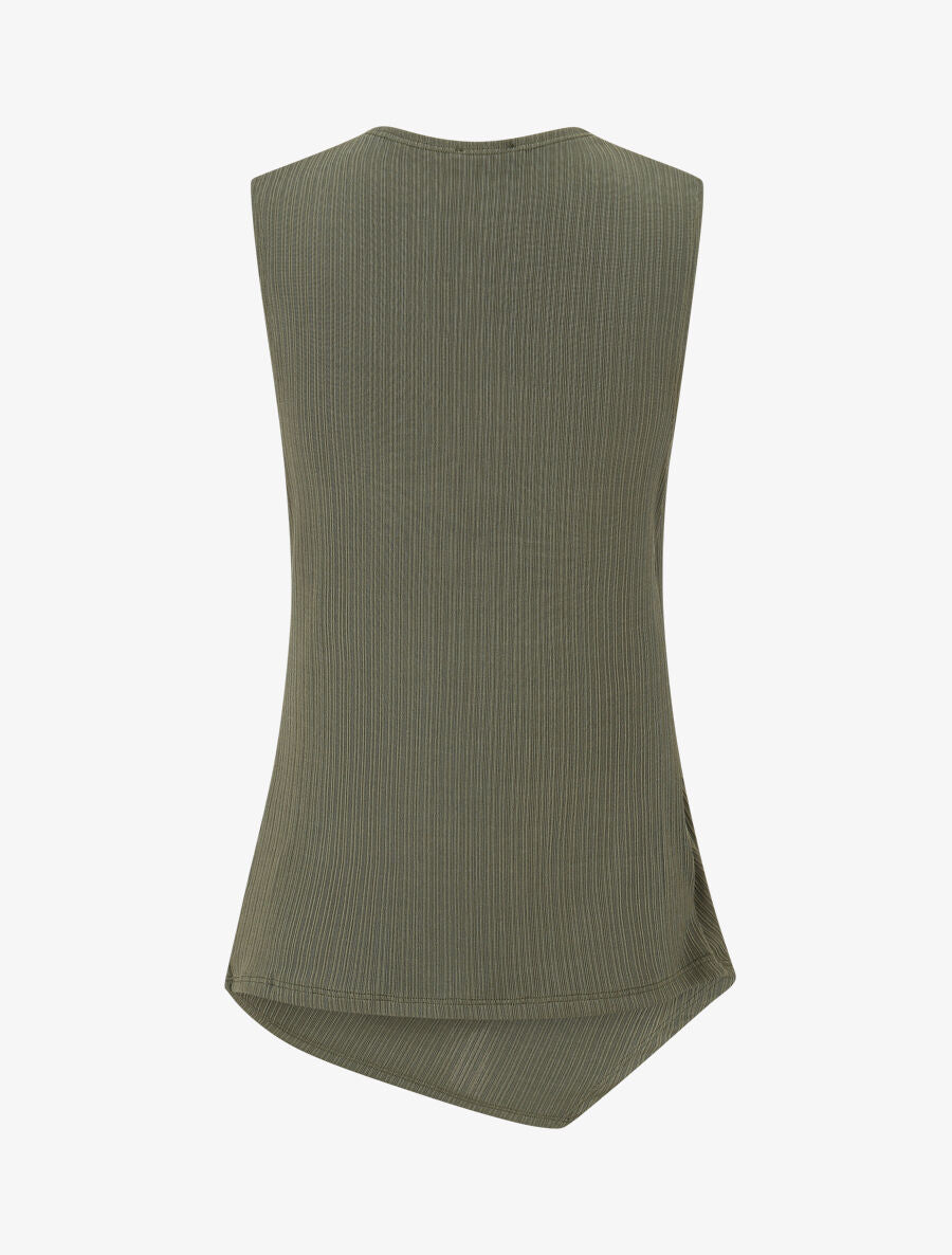 Top drapé cache-coeur sans manches - Kaki - 2