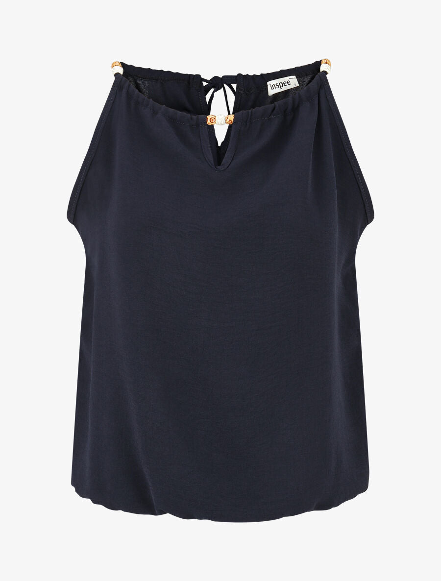 Top boule uni sans manches - Marine - 1