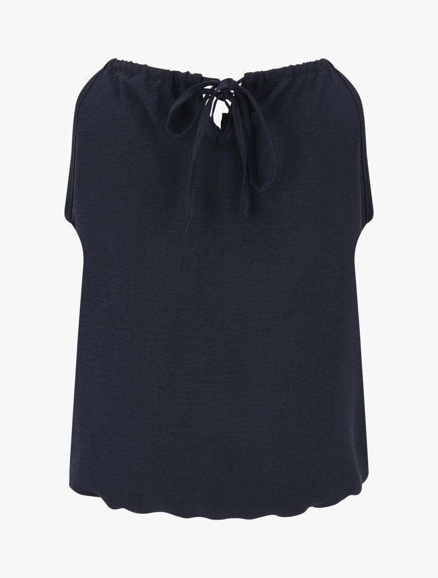 Top boule uni sans manches - Marine - 2