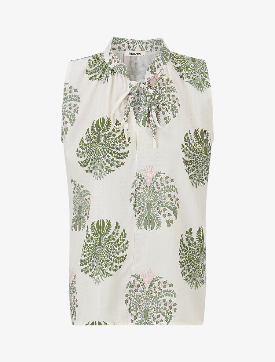 Top sans manches à imprimé fantaisie - Kaki - 1