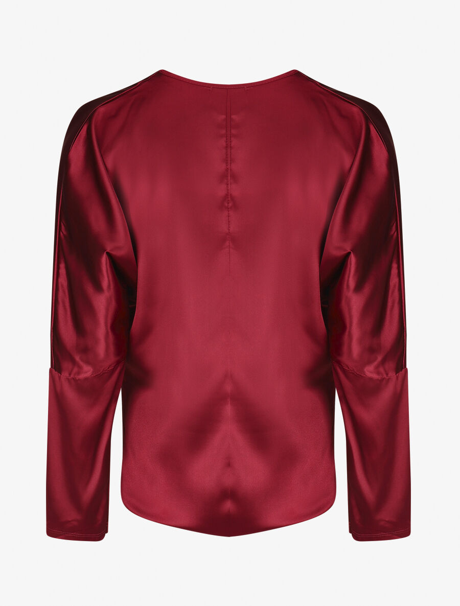 Blouse fluide unie effet satiné - Bordeaux - 2