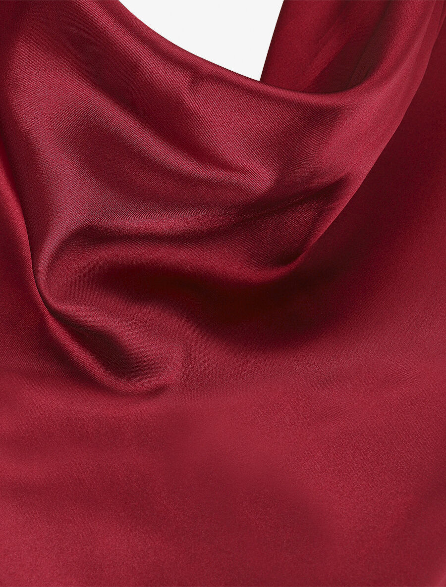 Blouse fluide unie effet satiné - Bordeaux - 3
