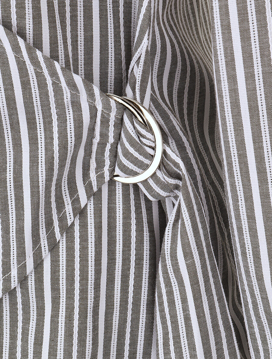 Blouse cache-coeur à rayures - Vert gris - 3