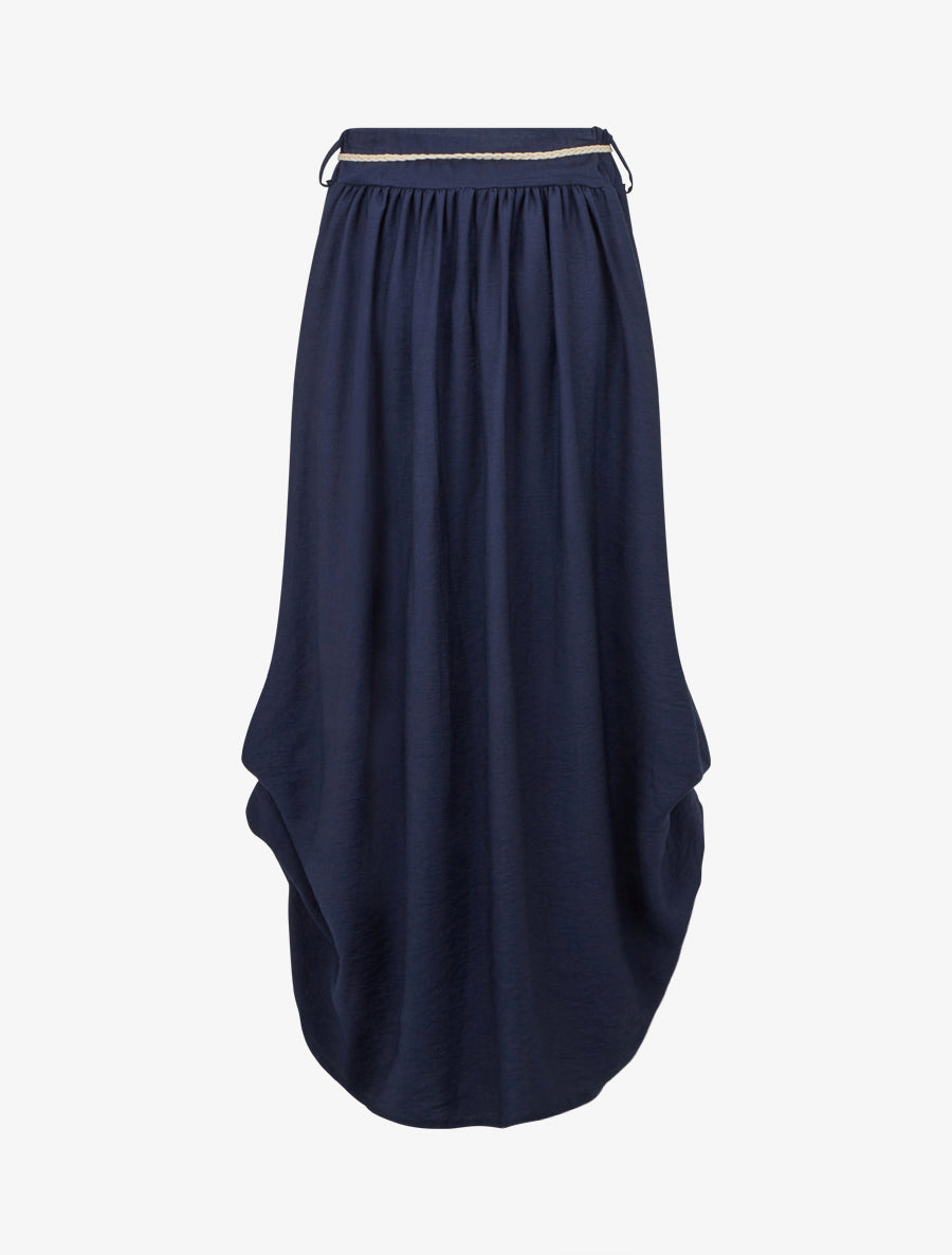 Langer Rock mit hoher Taille und ausgestelltem Schnitt - Marine