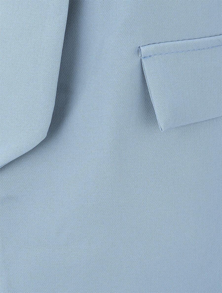 Blazer uni à manches froncées - Bleu ciel - 3