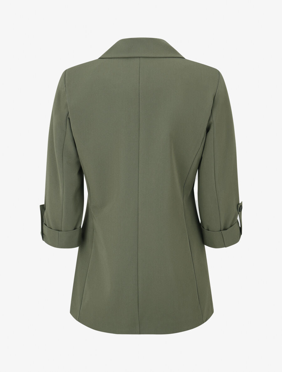 Blazer droit épaulettes et manches 3/4 - Kaki - 2