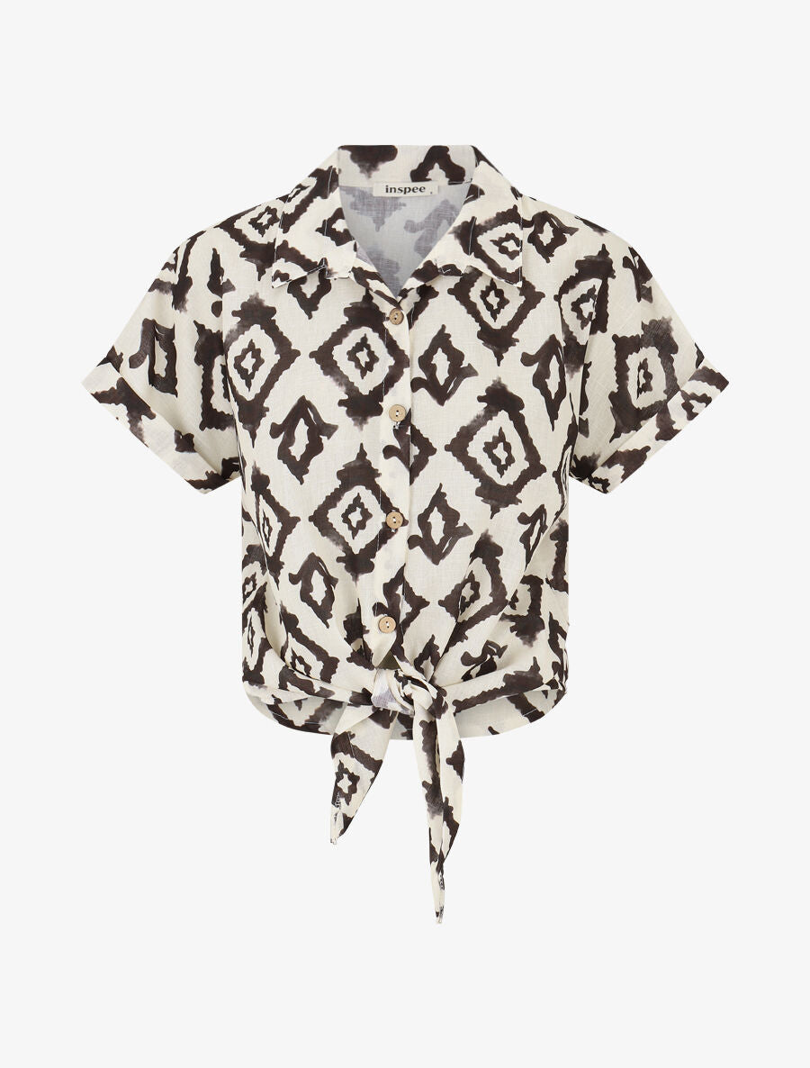 Chemise manches courtes imprimé graphique - Noir - 1