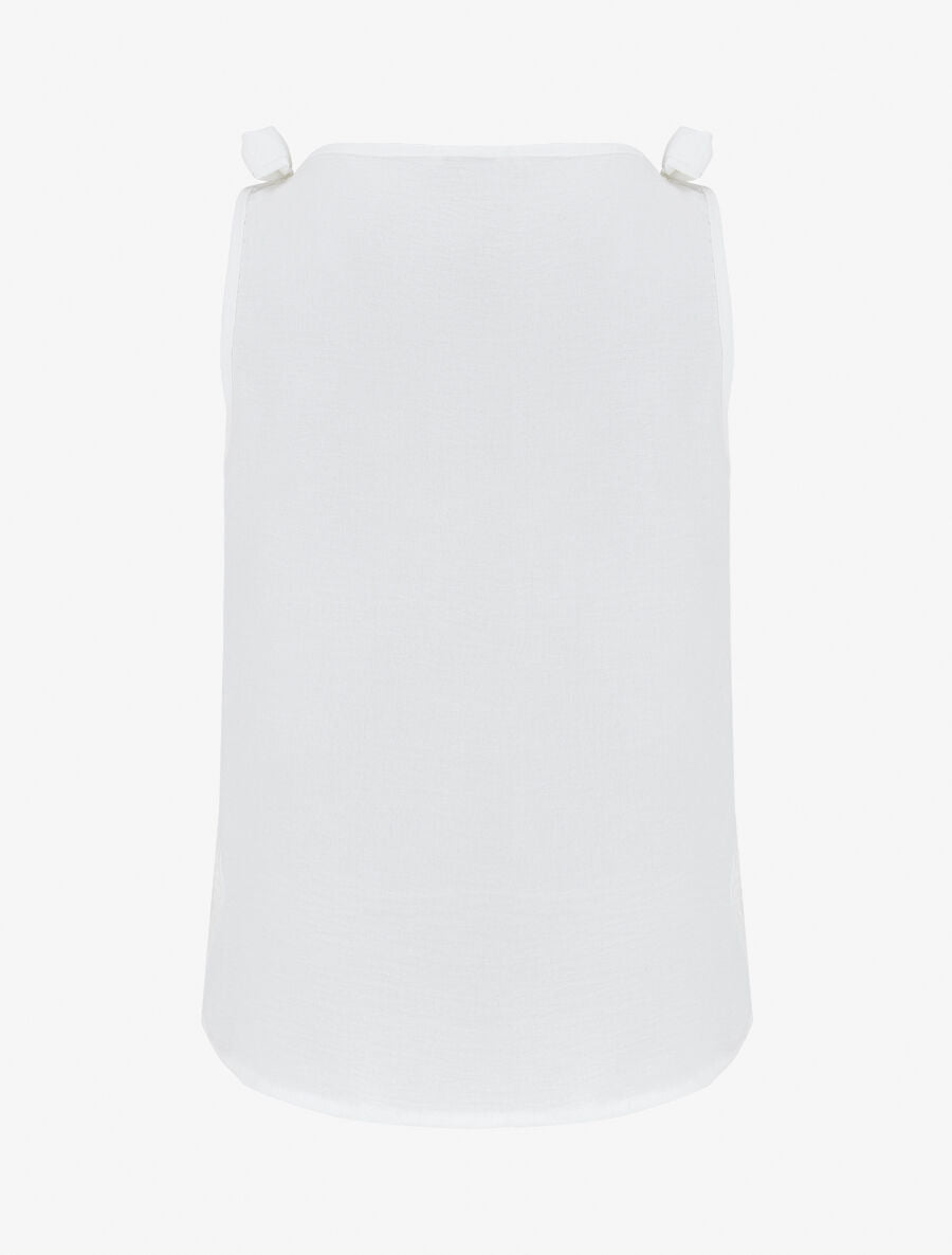 Débardeur droit en broderie anglaise à noeuds - Blanc - 2