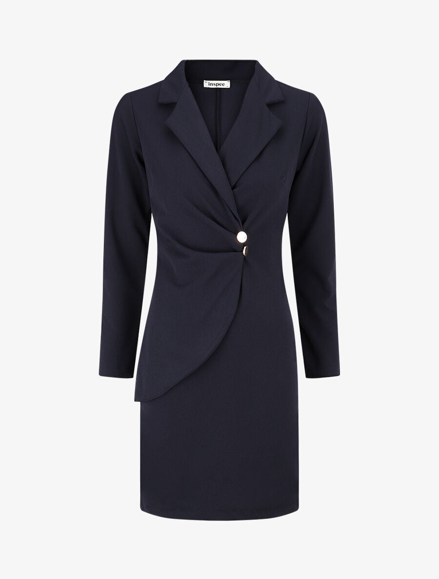 Robe fourreau style tailleur - Marine - 1