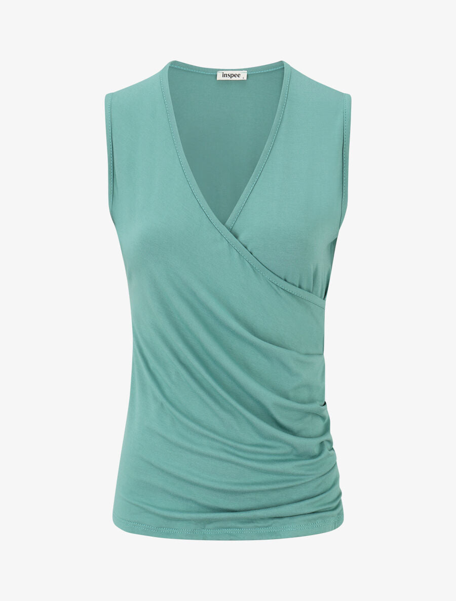 Top sans manches drapé col cache-coeur - Vert d&