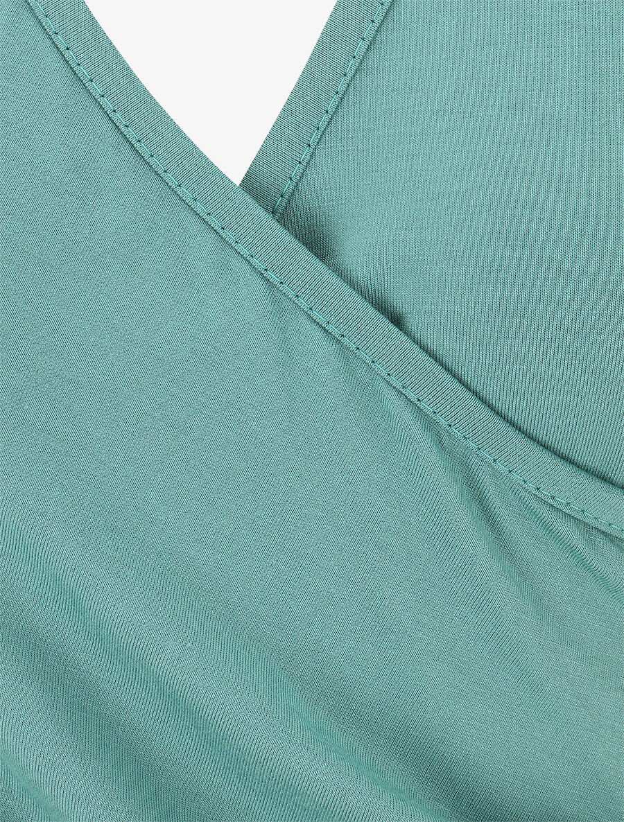 Top sans manches drapé col cache-coeur - Vert d&