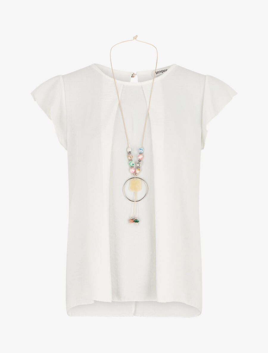 Top ample à dos effet drapé - Blanc - 4
