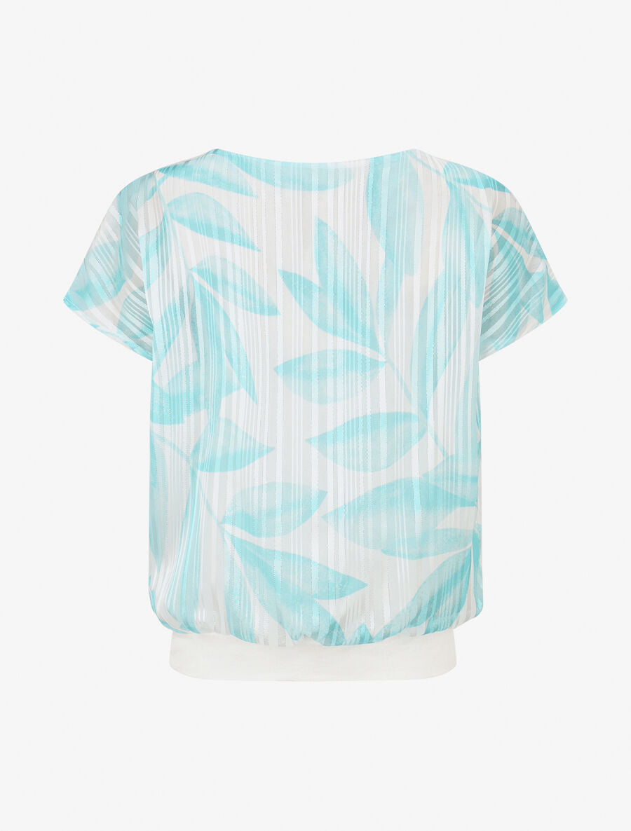 Top manches courtes chauve-souris imprimé végétal - Turquoise - 2