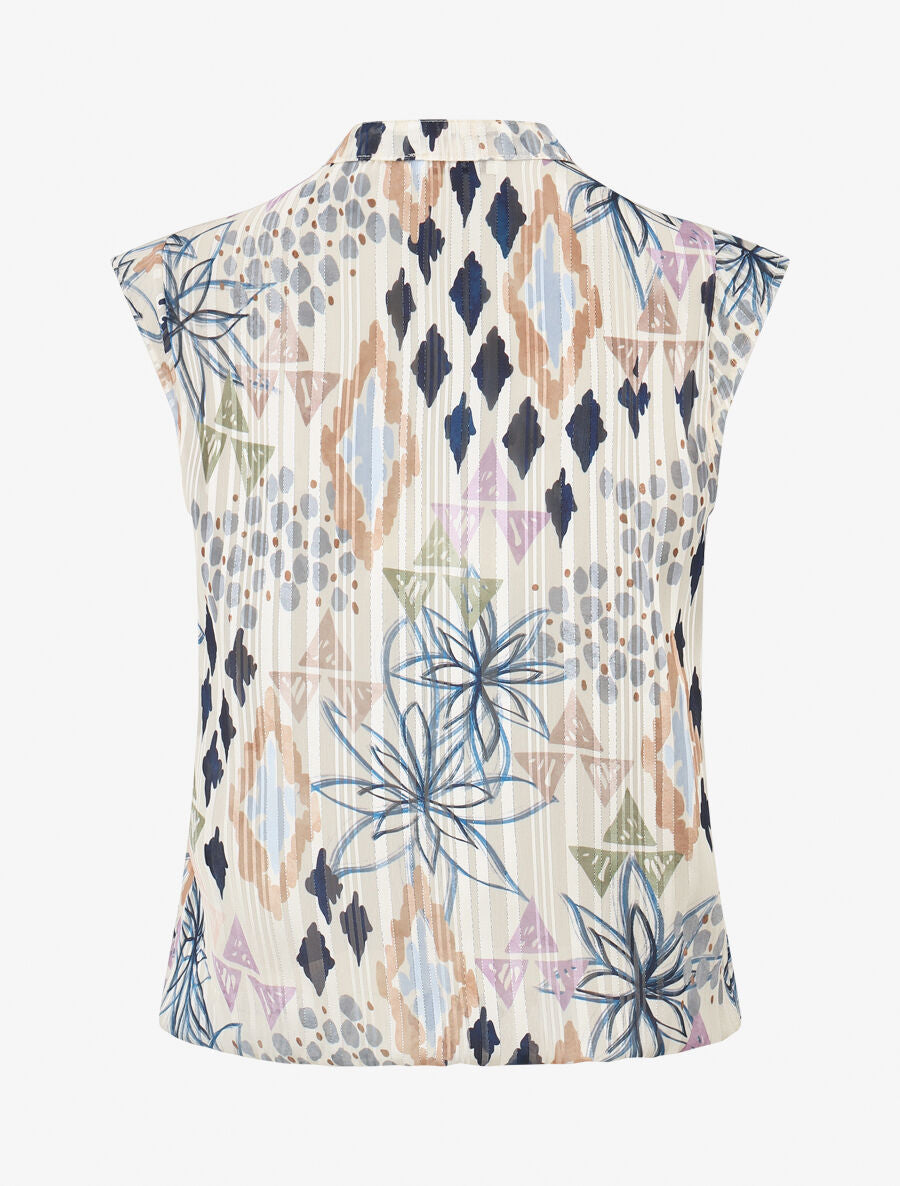 Top sans manches irisé imprimé floral - Marine - 2