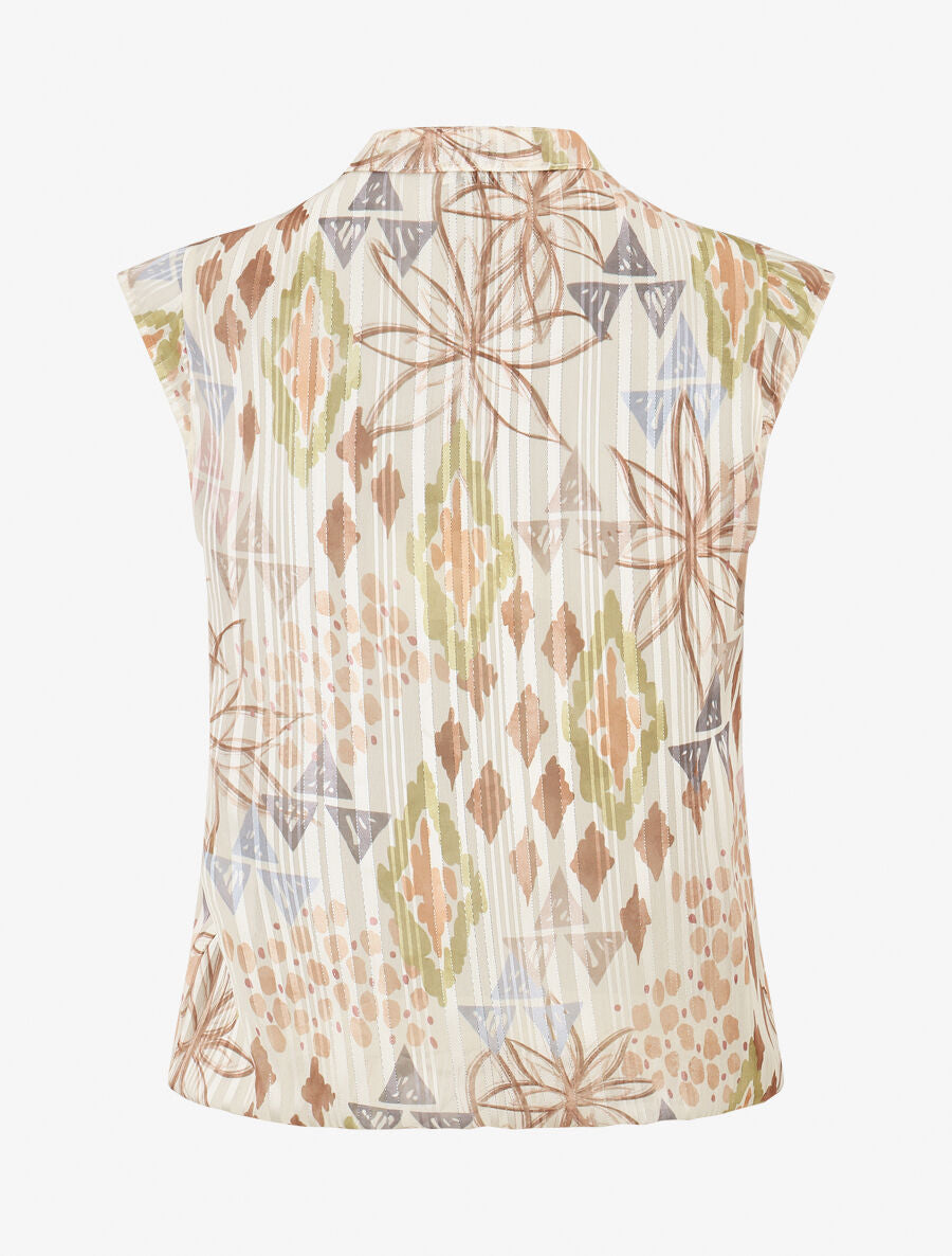 Top sans manches irisé imprimé floral - Beige - 2