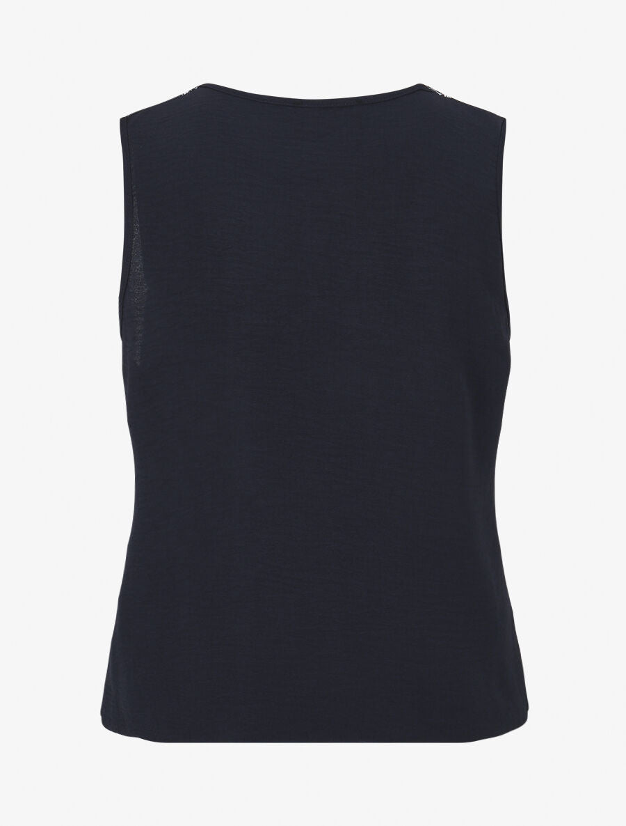 Top sans manches à imprimé style broderie - Marine - 2