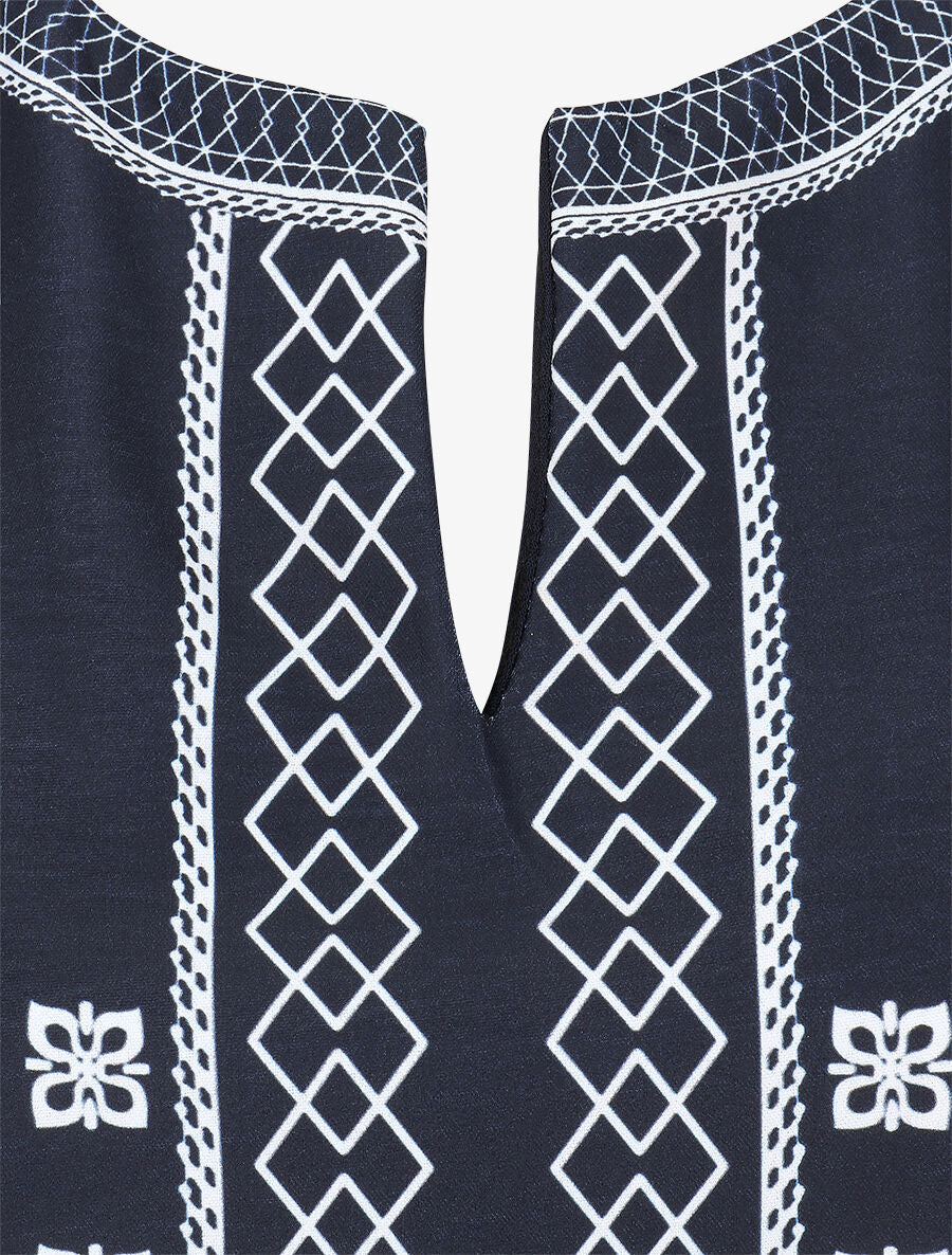 Top sans manches à imprimé style broderie - Marine - 3