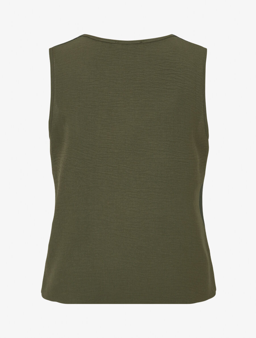 Top sans manches à imprimé style broderie - Kaki - 2