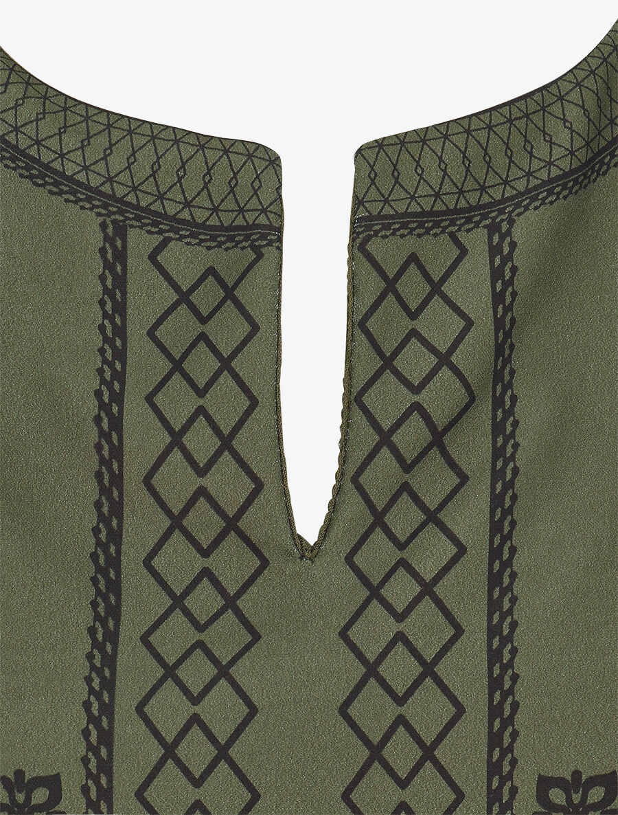 Top sans manches à imprimé style broderie - Kaki - 3
