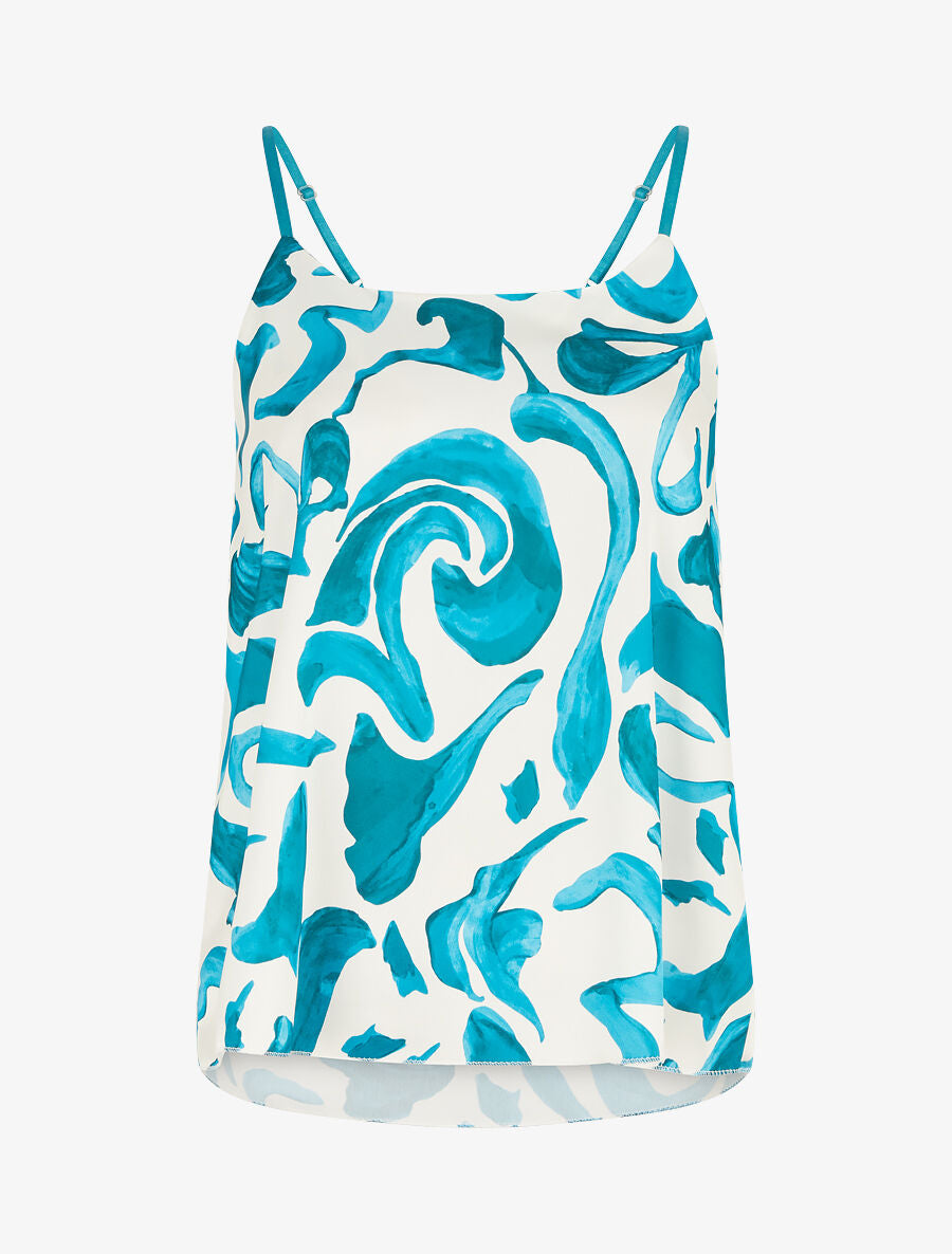 Caraco satiné imprimé fantaisie - Turquoise - 4