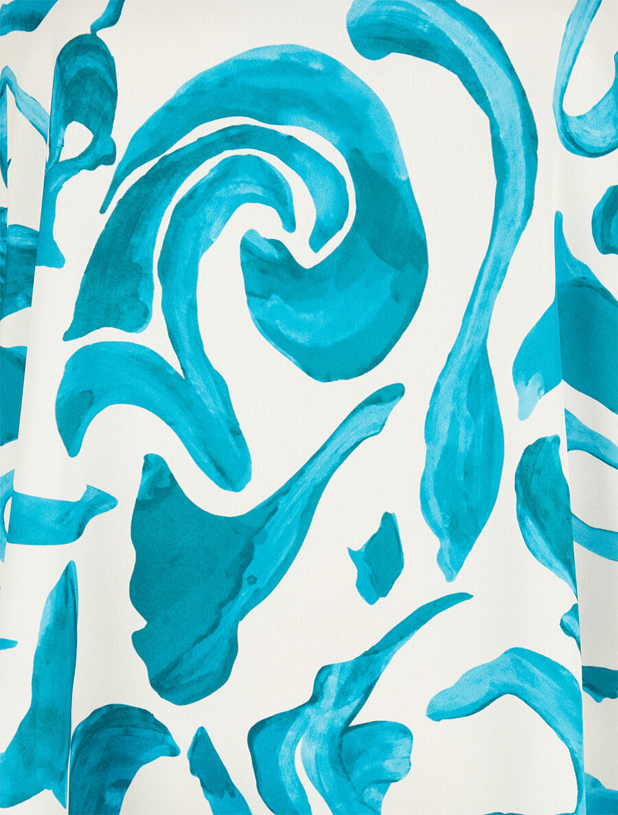 Caraco satiné imprimé fantaisie - Turquoise - 3