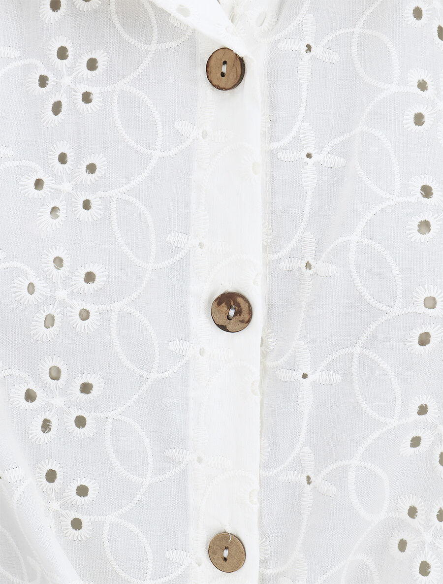 Blouse unie boutonnée sans manches - Blanc - 3