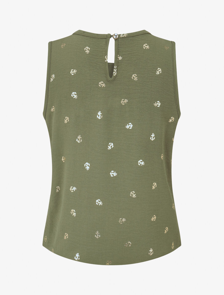 Top sans manches motif ancres irisées - Kaki - 2