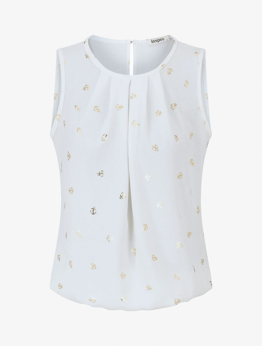 Top sans manches motif ancres irisées - Blanc - 4